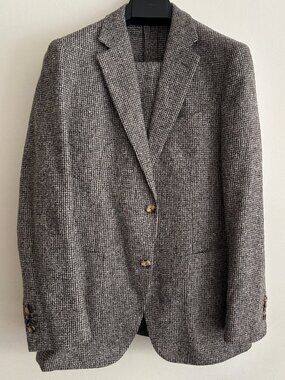 $1350 Suitsupply Unstructured Grey Brown Tweed Wool Mohair Suit-40, Pants 30